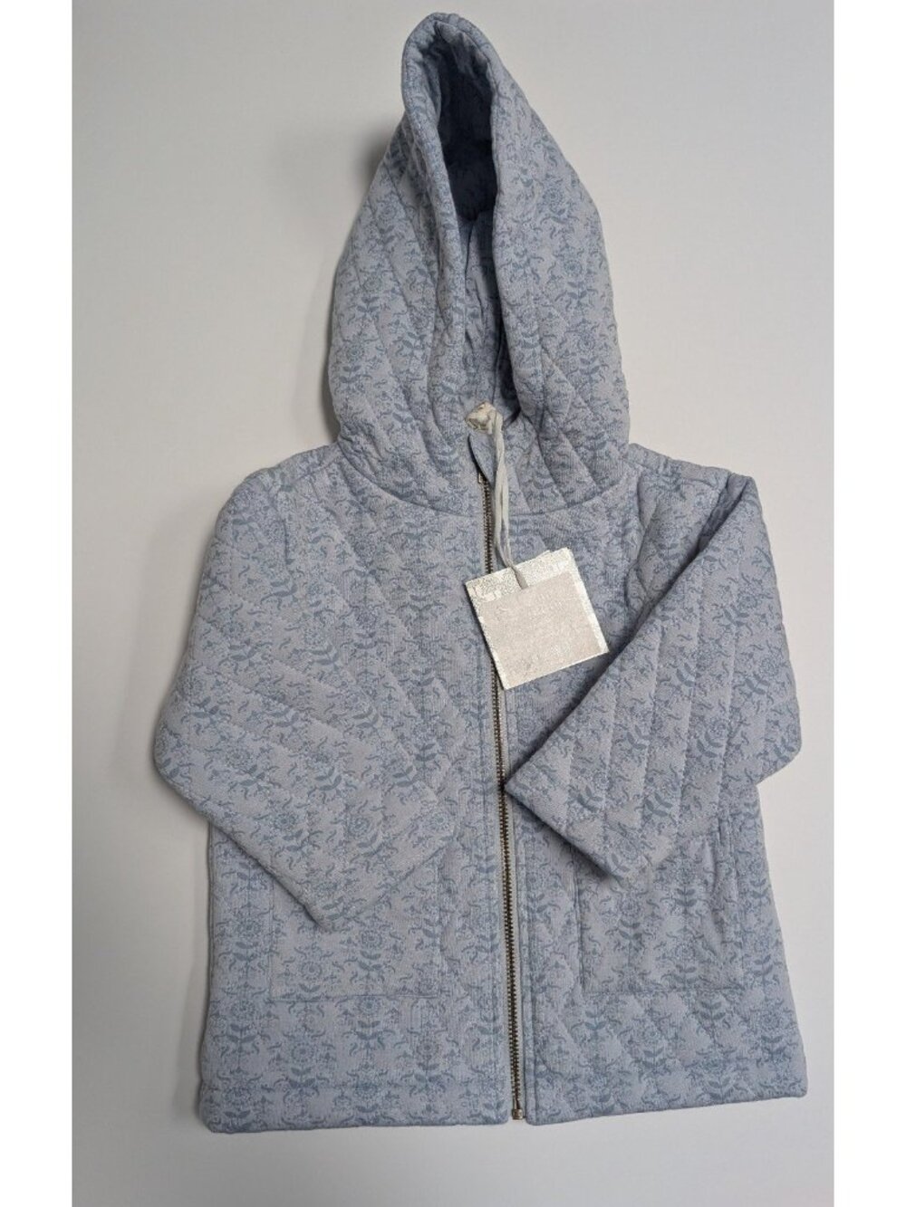 Kate Quinn Bamboo Cornflower Folk Wallpaper Quilted Hooded Jacket 18-24 Coat